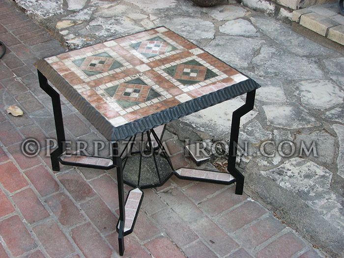 small table, inlaid marble